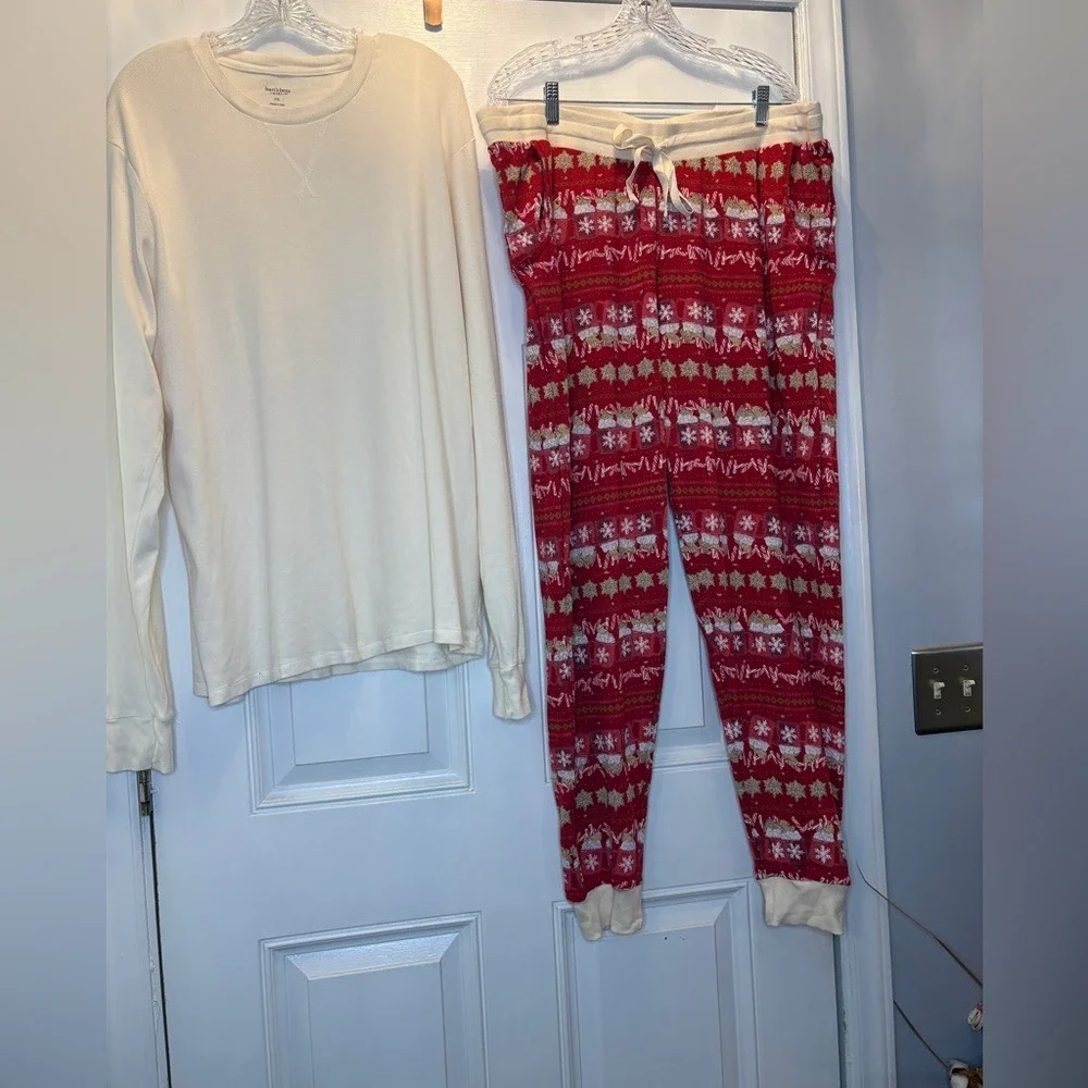 Burt's Bees Baby Women XXL Organic Cotton Holiday Pajama Set Red Gingerbread
